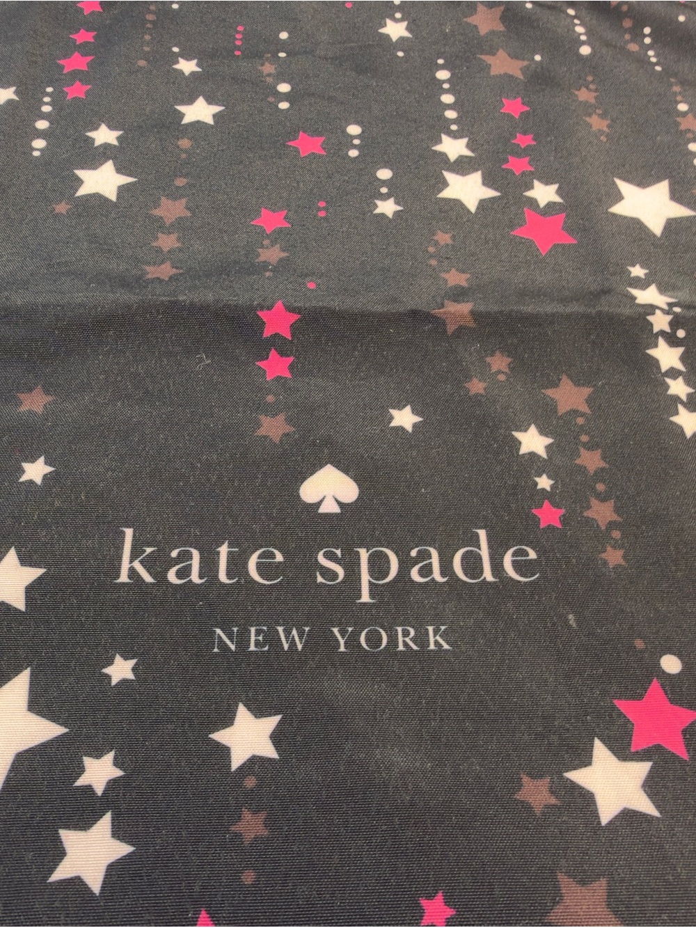 kate spade Black Starry Print Canvas Tote with Pink, Brown & Cream Stars - Picture 3 of 4